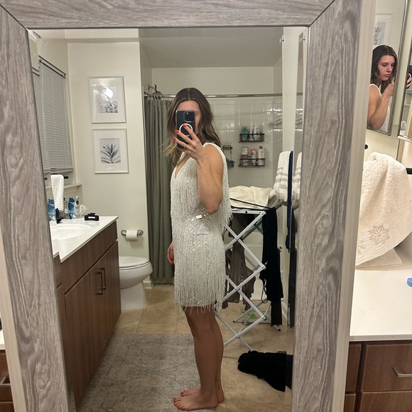 Nadine Merabi Elegant White Fringe Dress - Picture 9 of 9